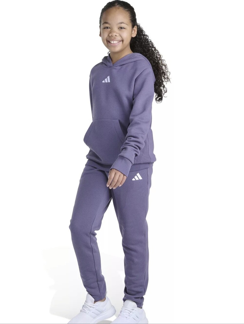 NEW Adidas 2-Piece Essential Fleece Hoodie & Joggers Set Purple Sz XL (16) Kids